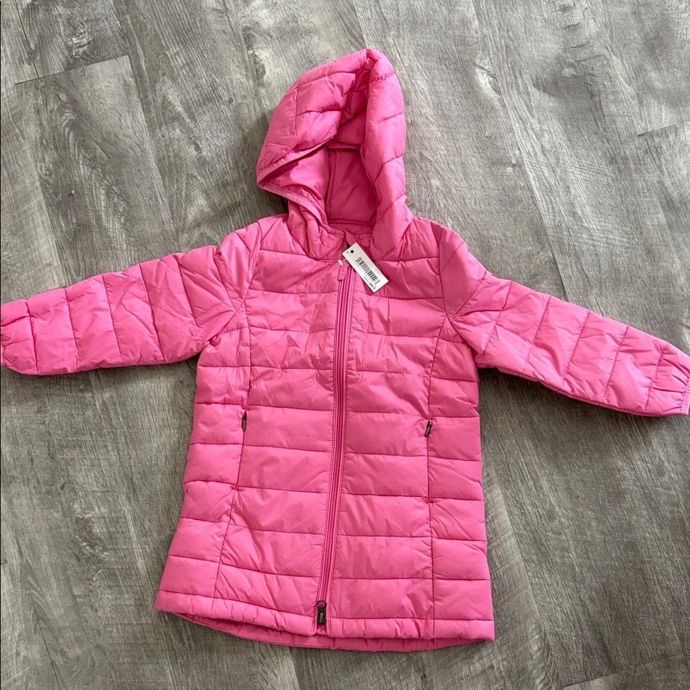 Amazon Essentials Pink Hooded Puffer Jacket